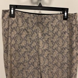 Zara Basic Collection Womens Snake Print Tan Beige Faux Suede Pants sz L 29 x 27